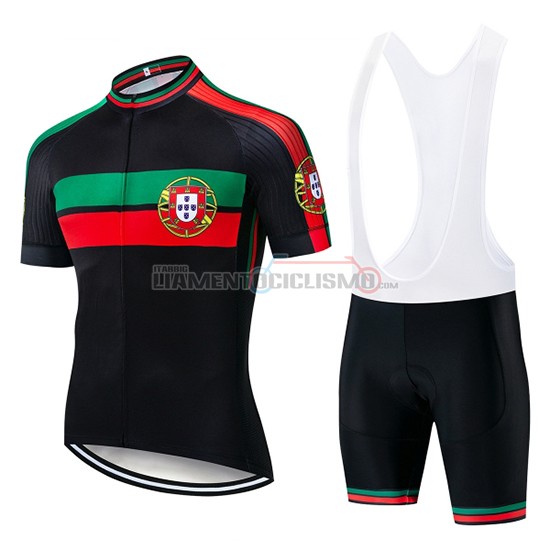 Abbigliamento Ciclismo Portugal Manica Corta 2019 Nero Verde Rosso